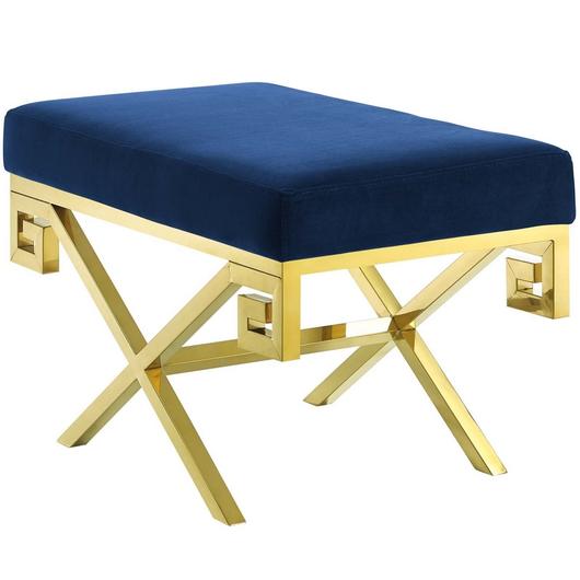 Bendel Velvet Performance Velvet Bench In Gold Navy by Modway Furniture