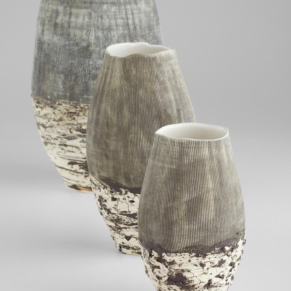 Calypso Vase | Off White | Brown - Small by Cyan Design