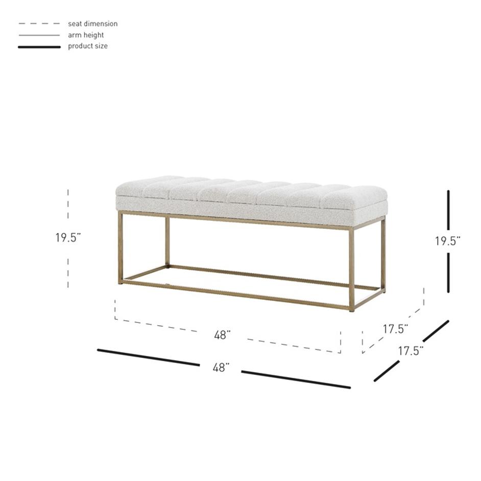 Darius Fabric Bench In Boucle Beige by New Pacific Direct