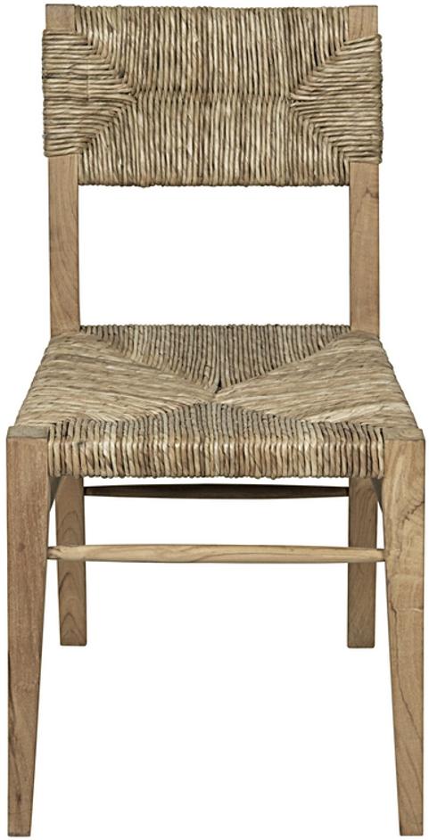 Faley Teak Chair with Rush Seagrass Weave and Clear Flat Finish by Noir Furniture