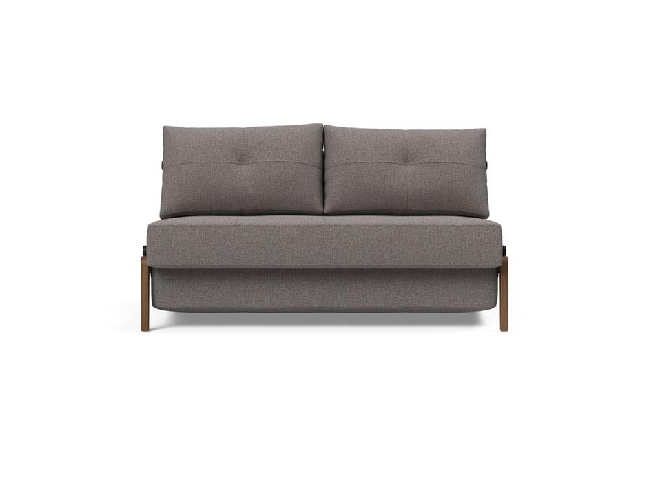CUBED FULL SOFA BED in MIXED DANCE GREY FABRIC WITH Dark Wood LEGS 521 by INNOVATION USA