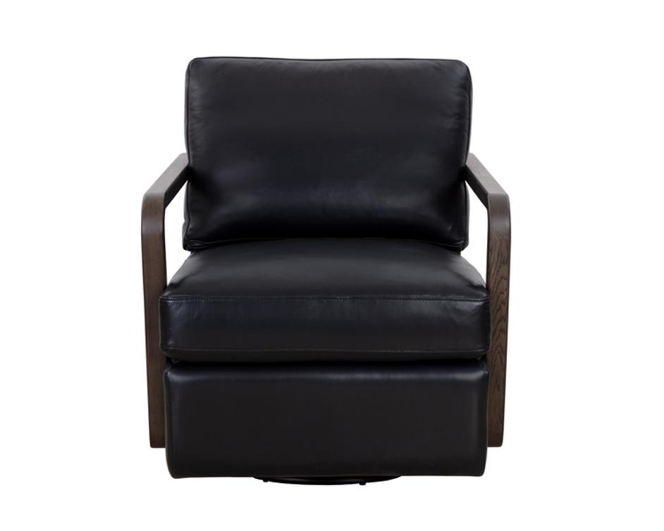 CASTELL SWIVEL LOUNGE CHAIR - BROWN - CORTINA BLACK LEATHER by Sunpan