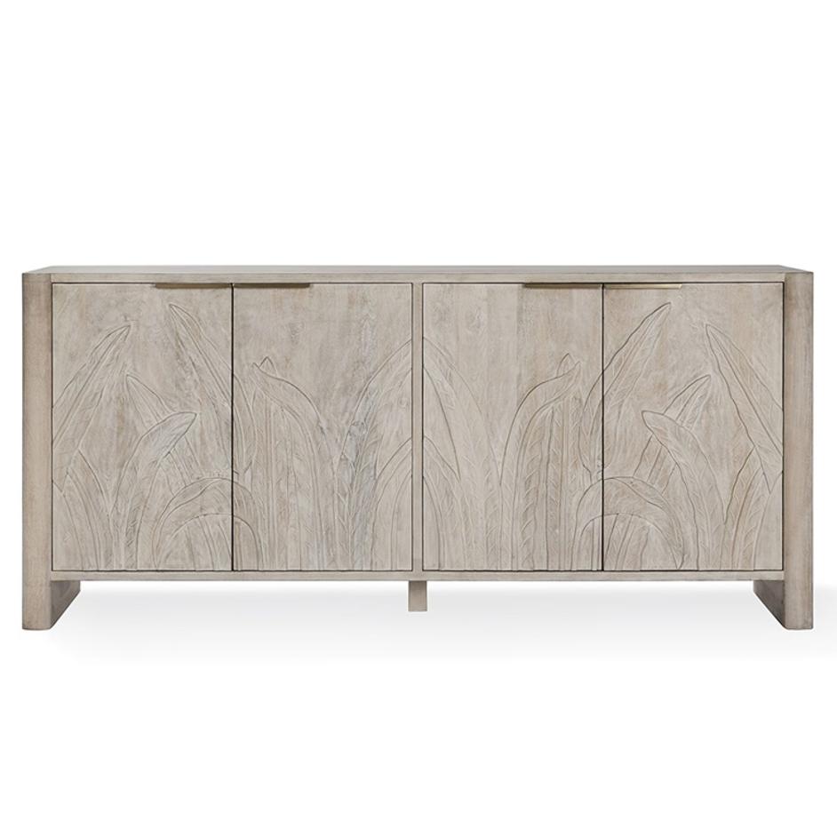 Ledro Mango Wood 4Dr Cabinet White Wash by Classic Home