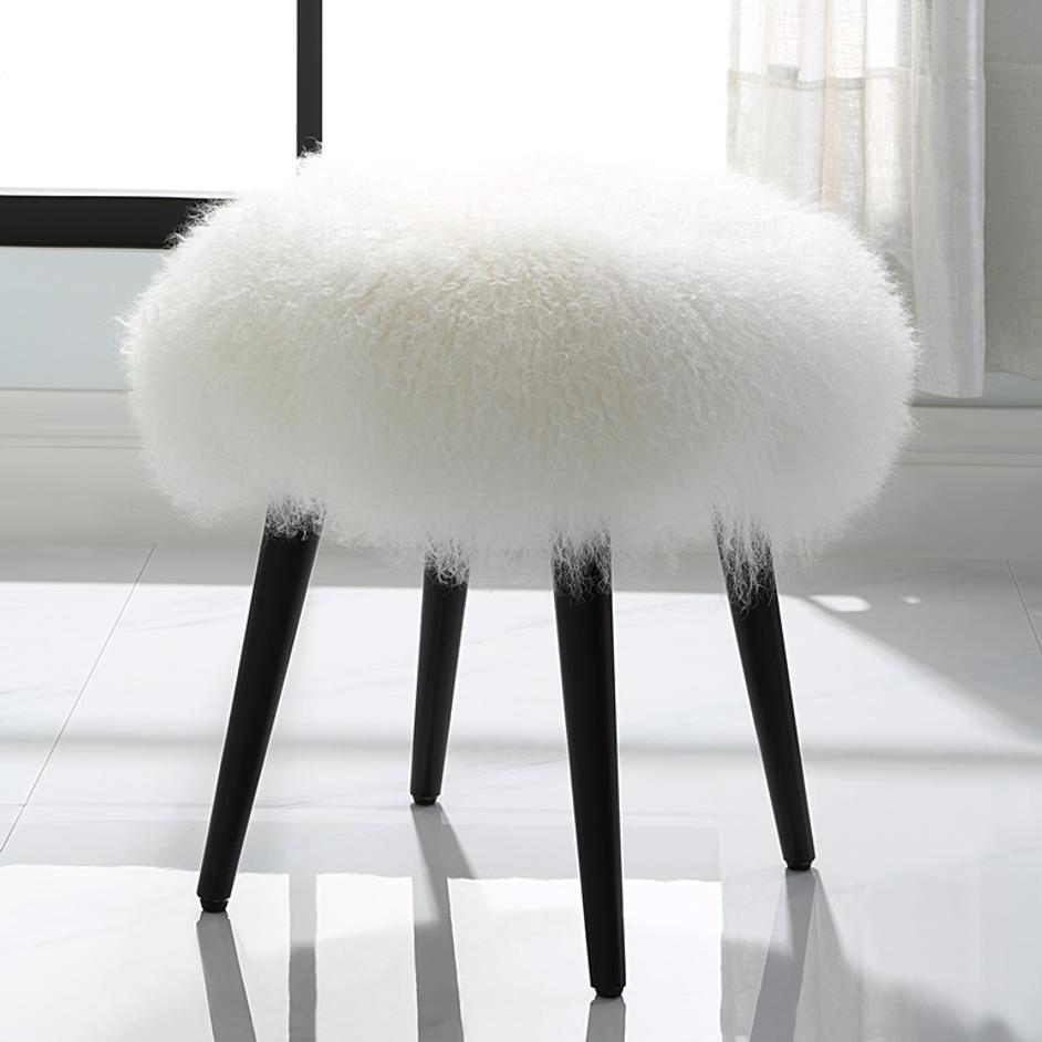 Wooly Sheepskin Accent Stool by Uttermost