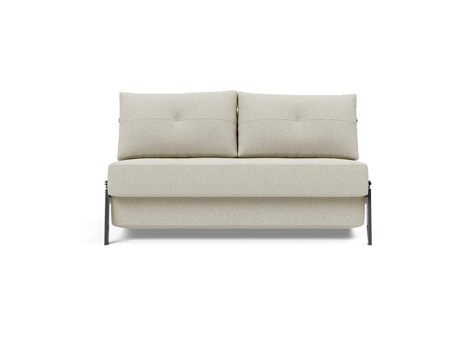CUBED FULL SOFA BED in MIXED DANCE NATURAL FABRIC WITH Chrome legs 527 by INNOVATION USA