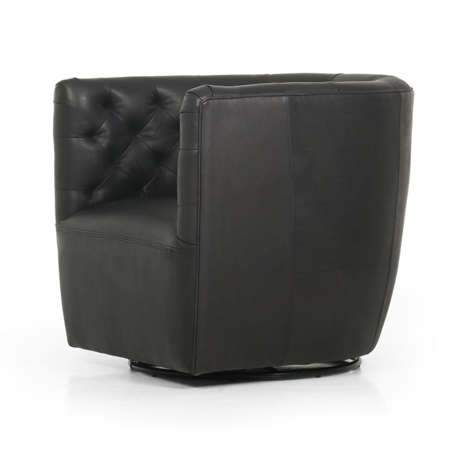 Hanover Swivel Chair In Heirloom Black by FOUR HANDS