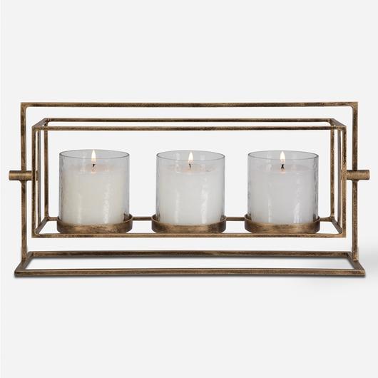 Wenman Gold Triple Candleholder by Uttermost