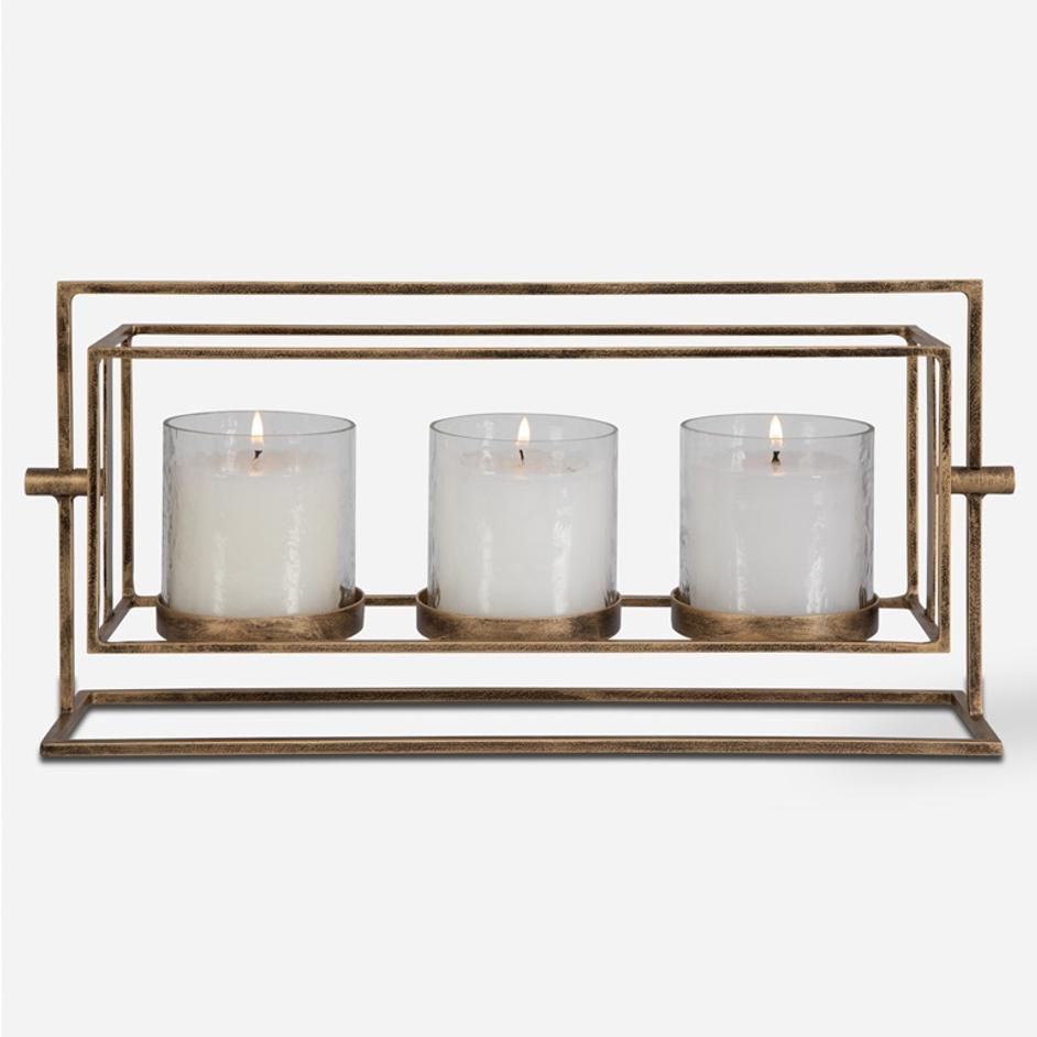 Wenman Gold Triple Candleholder by Uttermost