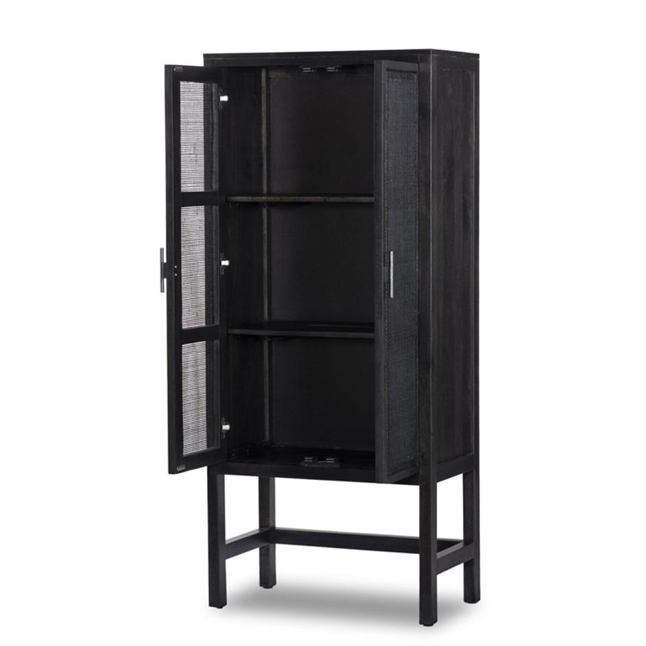 Caprice Narrow Cabinet - Black Natural Cane by Four Hands