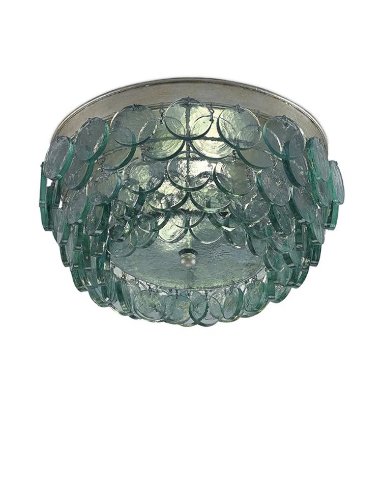 Braithwell Flush Mount In Silver Leaf by Currey & Company