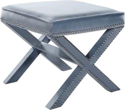 Alan Ottoman/Bench In Sky Blue Velvet by Meridian Furniture