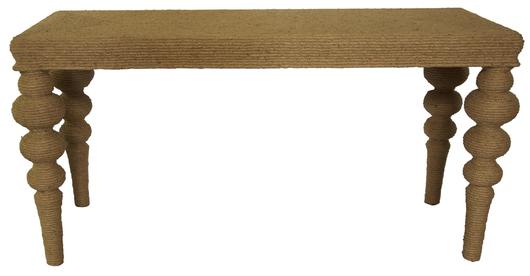 Ismail Turned Leg Console in Elm with Natural Rope Detail by Noir Furniture