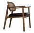 Tolka Teak Chair with Black Leather and Caning, Clear Coat Flat Finish by Noir Furniture