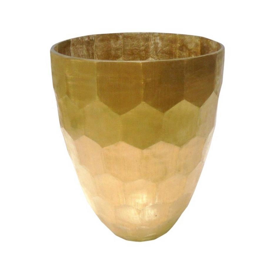 Glass Hnb Cut Vase Rust/Gold Large by BIDK Home