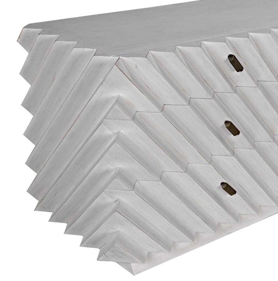 Hikaru White Wash Mahogany and Veneer Dresser with Brass Pulls by Noir Furniture