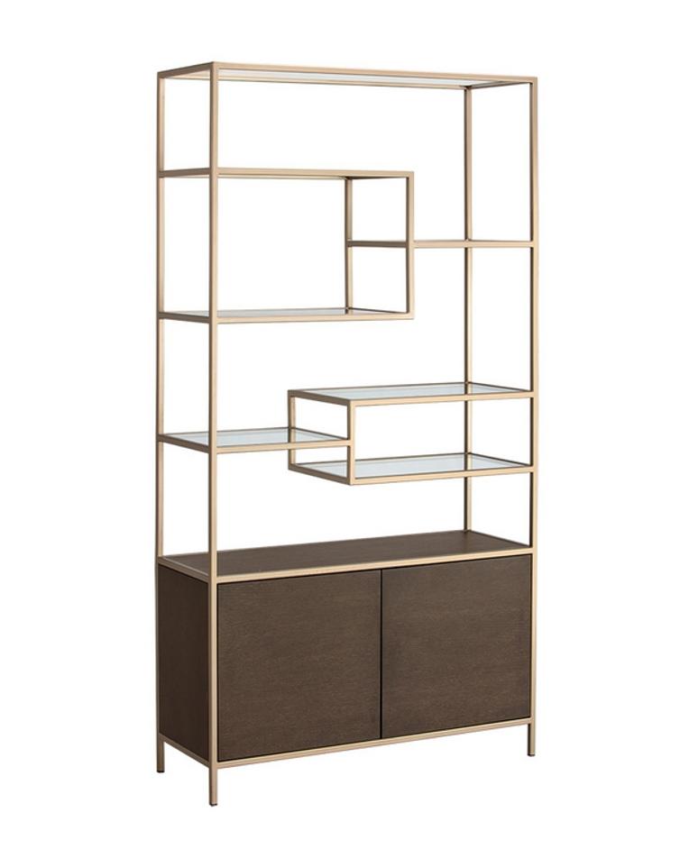 Stamos Bookcase - Gold - Raw Umber by Sunpan