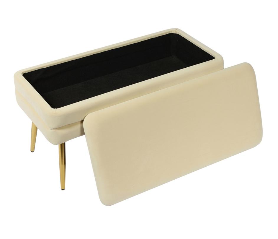 Ziva Cream Velvet Storage Bench by tov furniture
