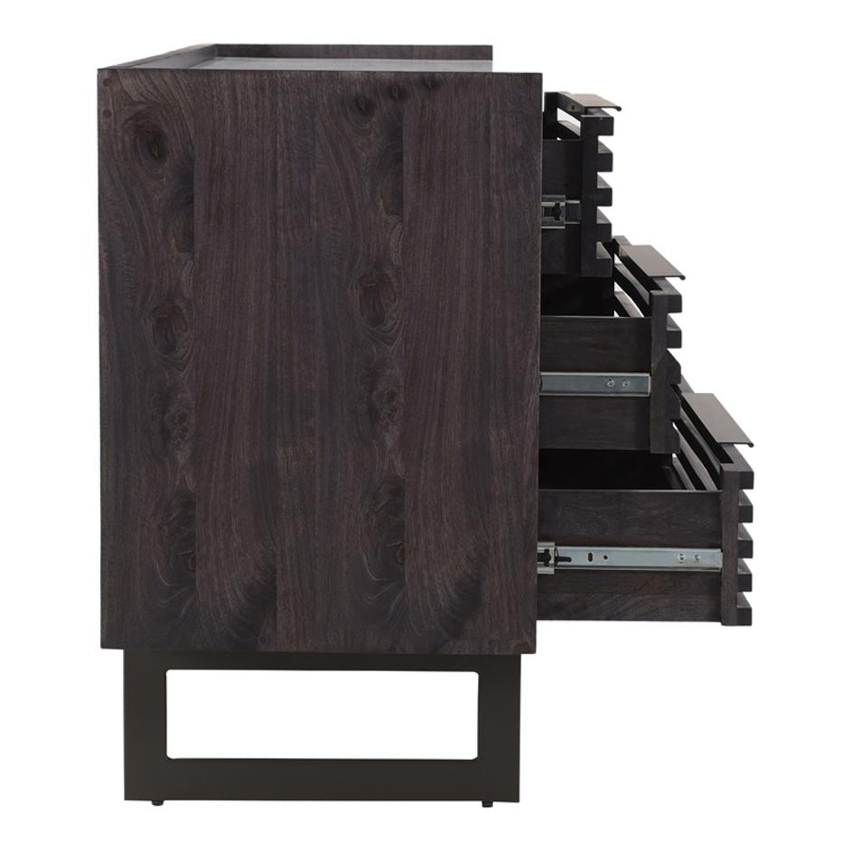 Paloma 6 Drawer Dresser Black Charcoal Grey by Moes Home