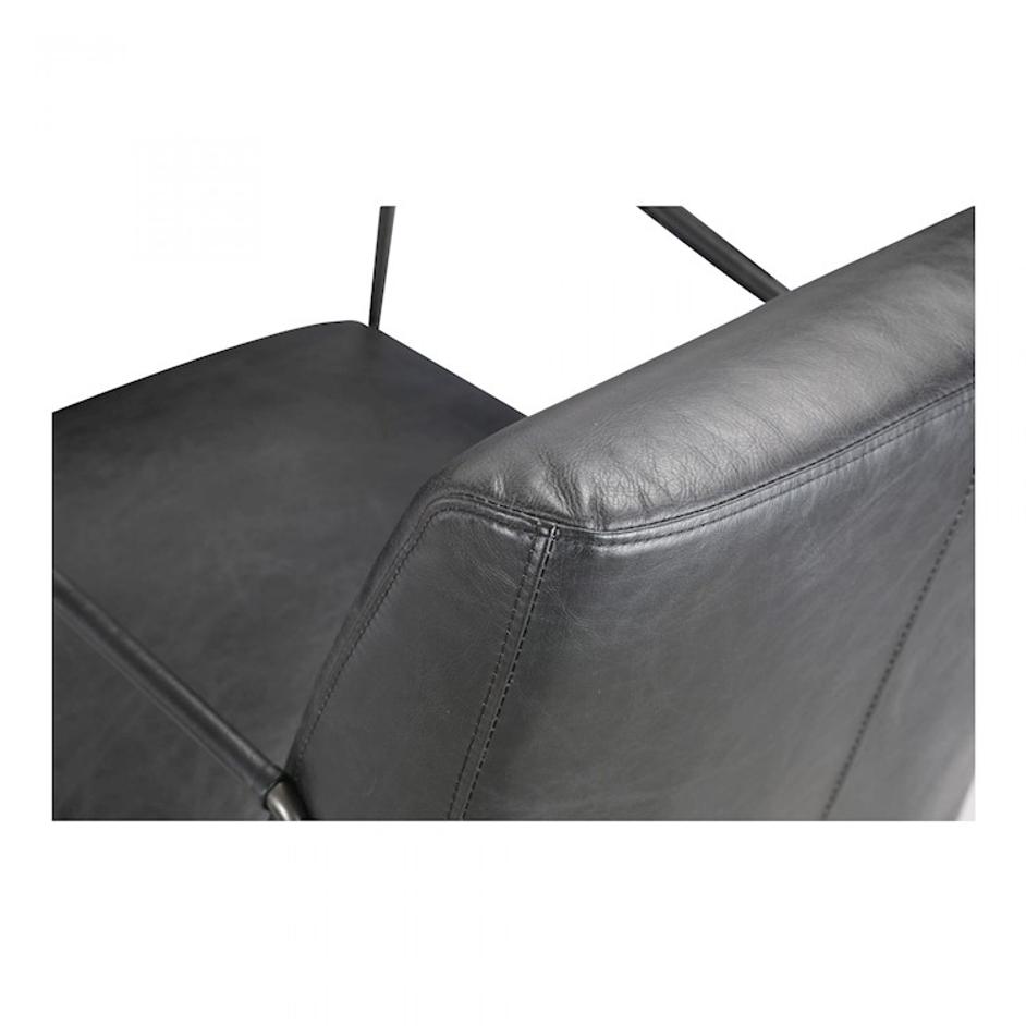 DAGWOOD LEATHER ARM CHAIR ONYX BLACK LEATHER by Moes Home