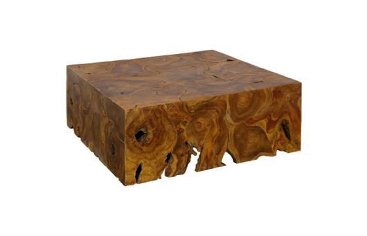 Teak Slice Coffee Table, Square, Warm Teak Red Finish by Phillips Collection