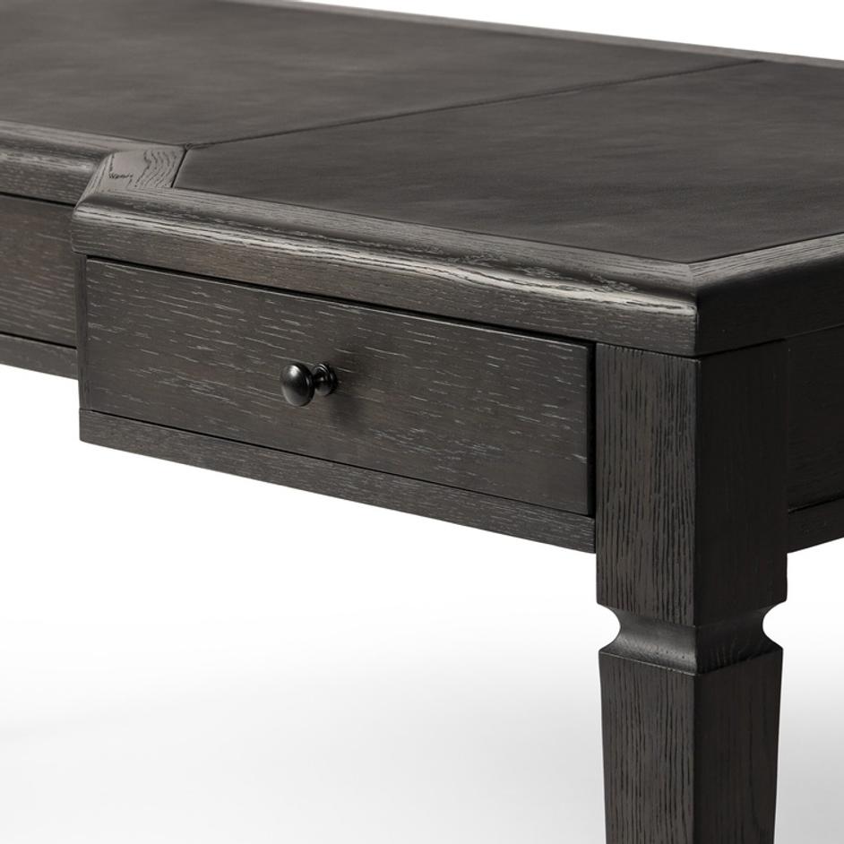 Claude Desk - Distressed Black Oak Veneer by Four Hands