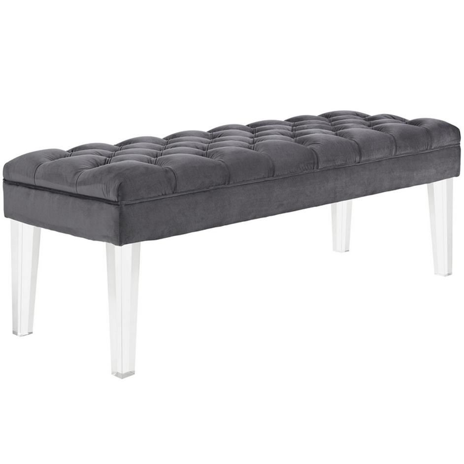 Percival Performance Velvet Bench In Gray by Modway Furniture