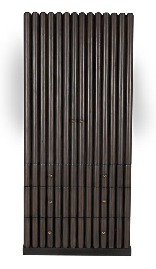 Amunet Mahogany Hutch in Pale Finish with Light Brown Trim and Brass Pulls by Noir Furniture