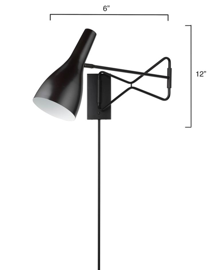 Lenz Swing Arm Wall Sconce, Bronze by Jamie Young