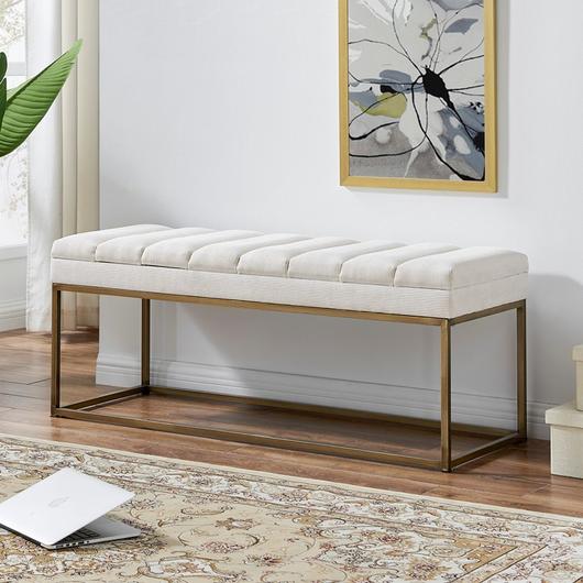 Darius Fabric Bench In Montello White by New Pacific Direct