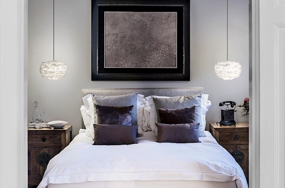 Eos Mini Hardwired Pendant in White with Black Cord by UMAGE