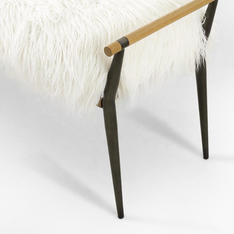 Charlotte Bench In Mongolian Cream Fur by FOUR HANDS