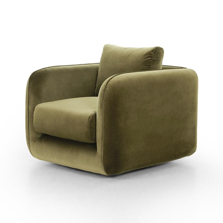 Malakai Swivel Chair In Surrey Olive by FOUR HANDS