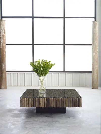 Manhattan Coffee Table, Square, With Glass by PHILLIPS COLLECTION