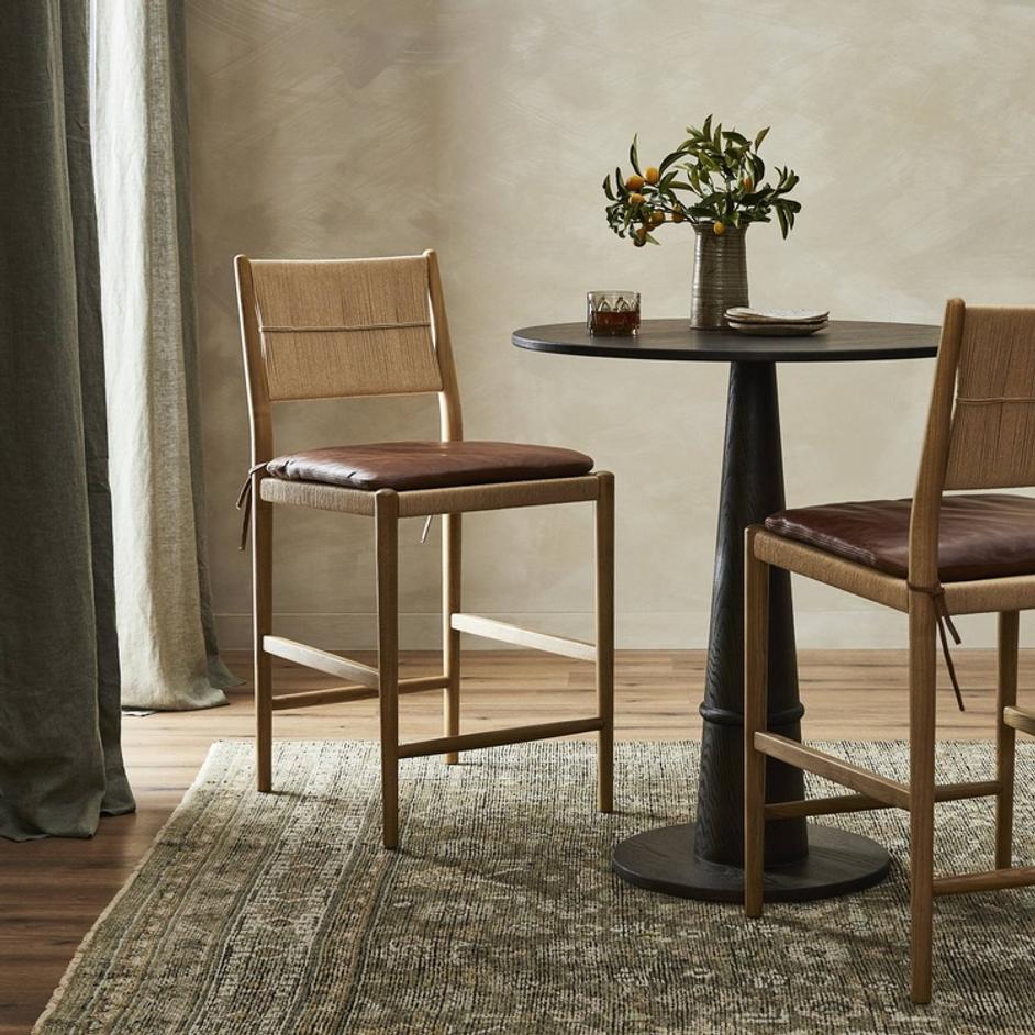 Dara Bar Stool In Dulane Mahogany And Natural Paper Cord And Toasted Ash by Four Hands