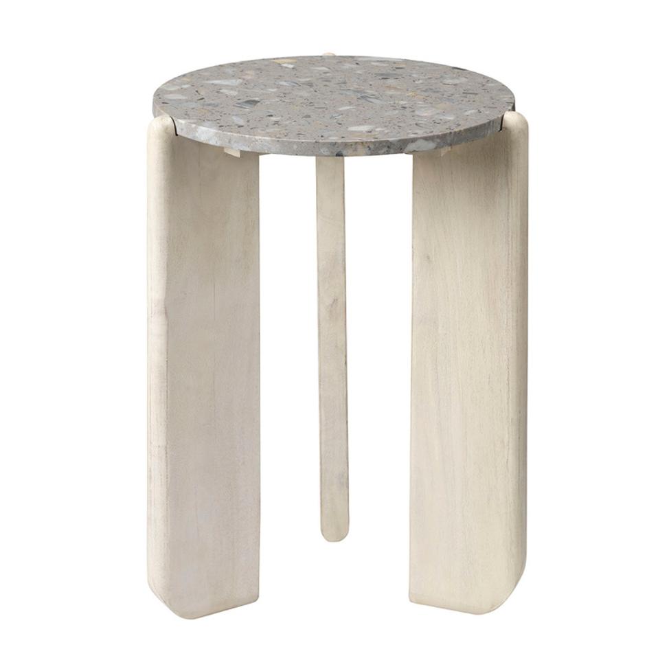 Quarry Wood and Terrazzo Stone Side Table by Jamie Young