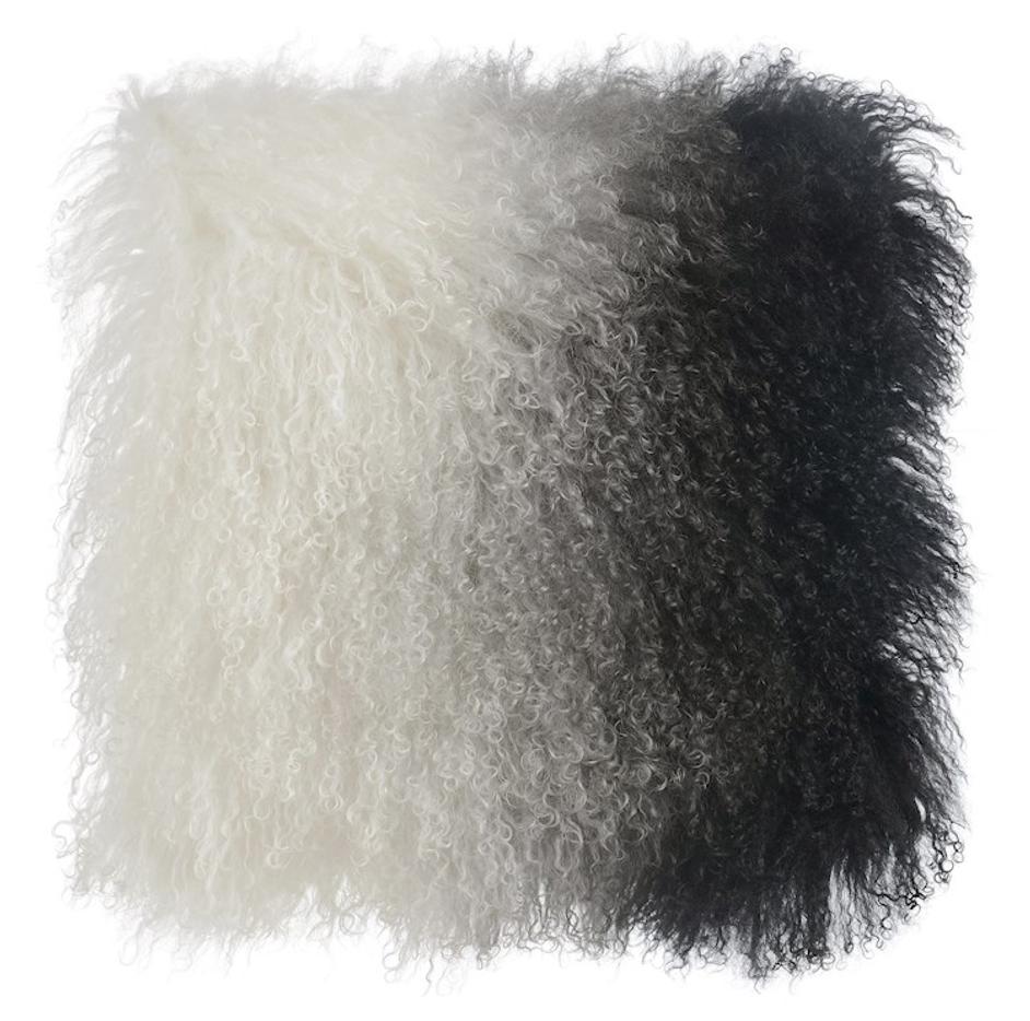 Tibetan Sheep Pillow White to Black by tov furniture