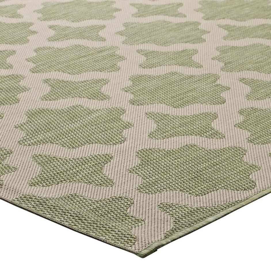 Selena Moroccan Trellis 8X10 Indoor And Outdoor Area Rug In Beige And Light Green by Modway Furniture