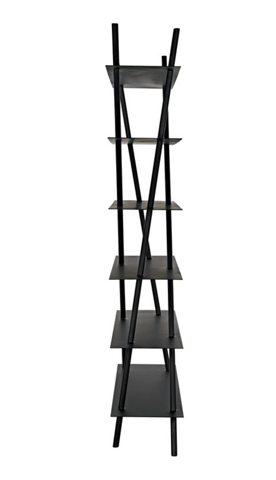Siddhartha Industrial Steel Bookcase in Matte Black by Noir Furniture