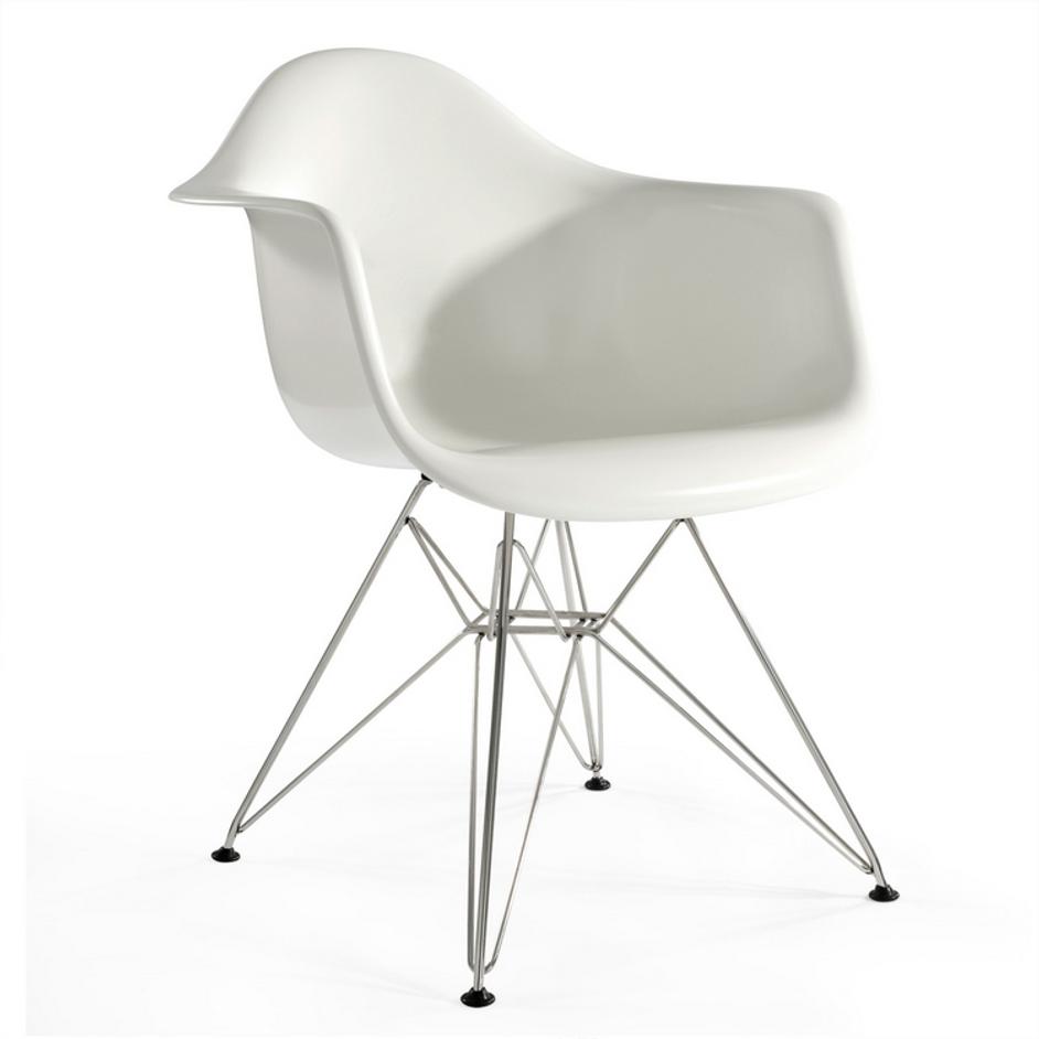 Lorena Fiberglass Arm Chair - White Matte/SS by Aeon Furniture