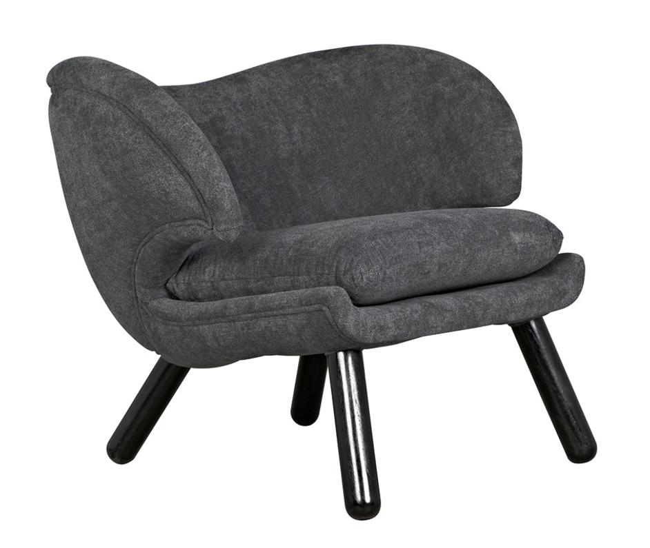 Valerie Sungkai/Mindi Chair in Charcoal Black with Ocean Grey Fabric by Noir Furniture