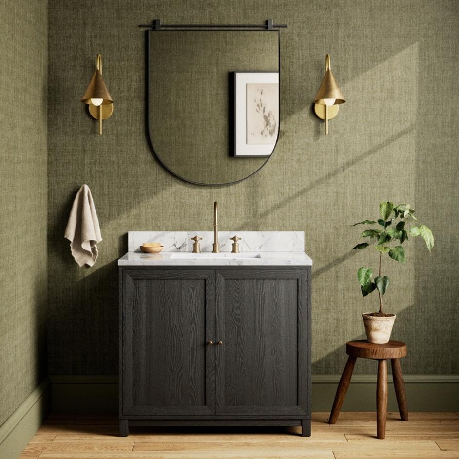 Millie Single Vanity - Satin Drifted Black Veneer by Four Hands