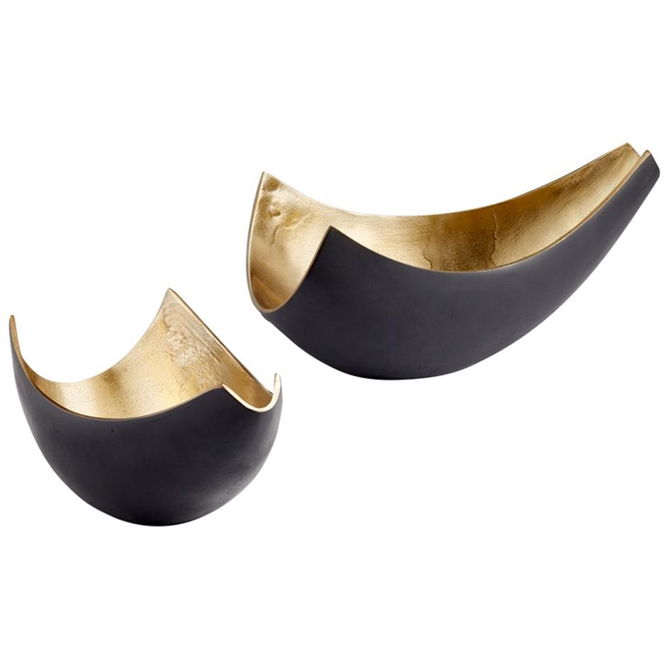 Boema Tray in Matt Black and Gold by Cyan Design