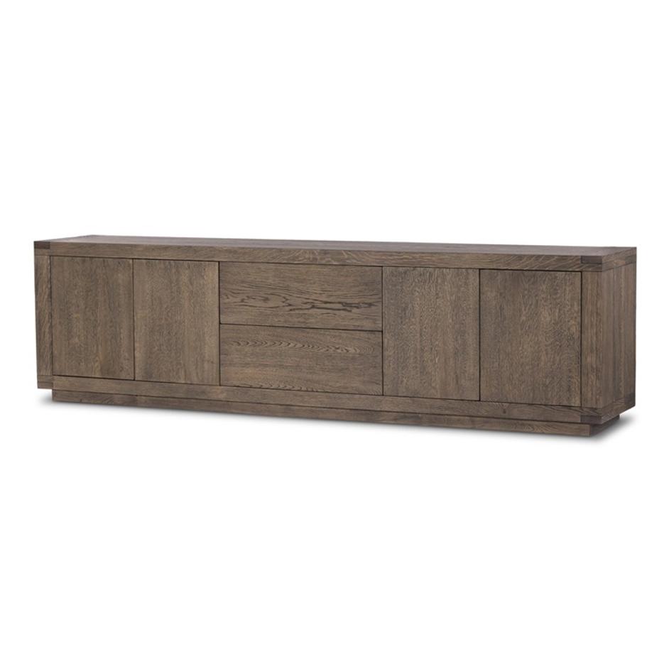 Warby Media Console In Worn Oak by Four Hands