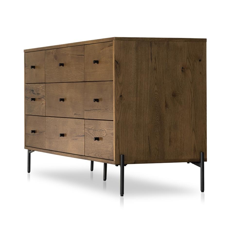 Eaton 9 Drawer Dresser In Amber Oak Resin by FOUR HANDS