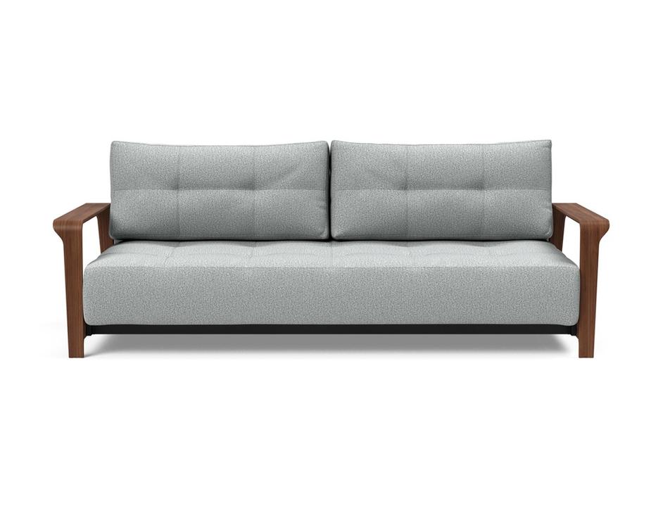 RAN D.E.L. SOFA BED in MELANGE LIGHT GREY FABRIC WITH Dark wood LEGS 538 by INNOVATION USA