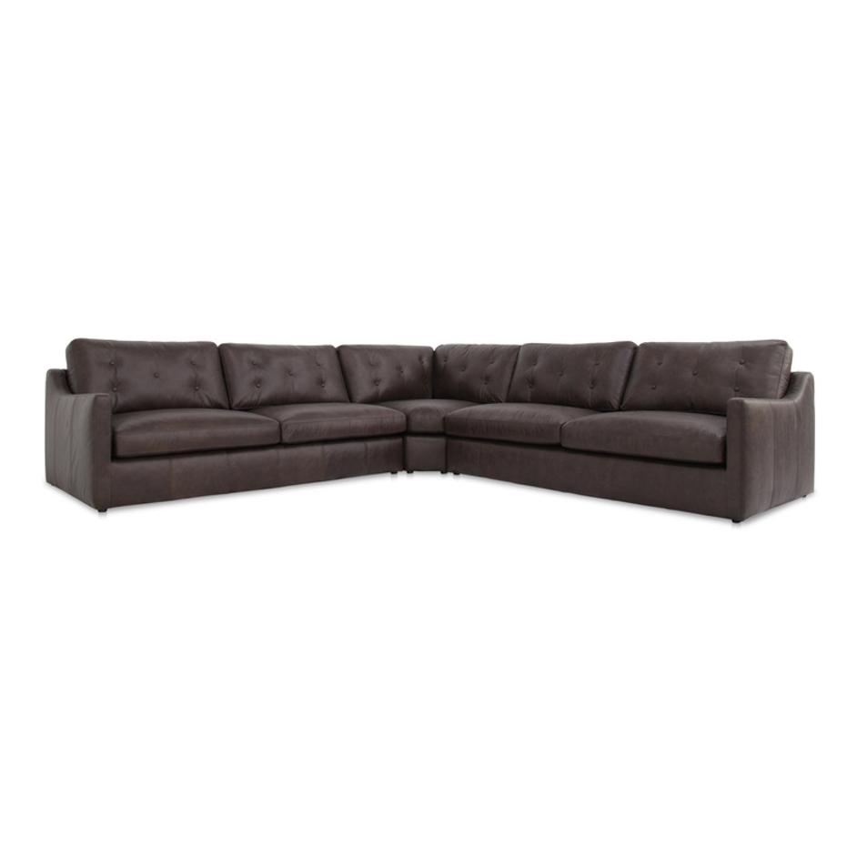 Thurlow Corner Modular Sectional Espresso Brown Leather by Moes Home