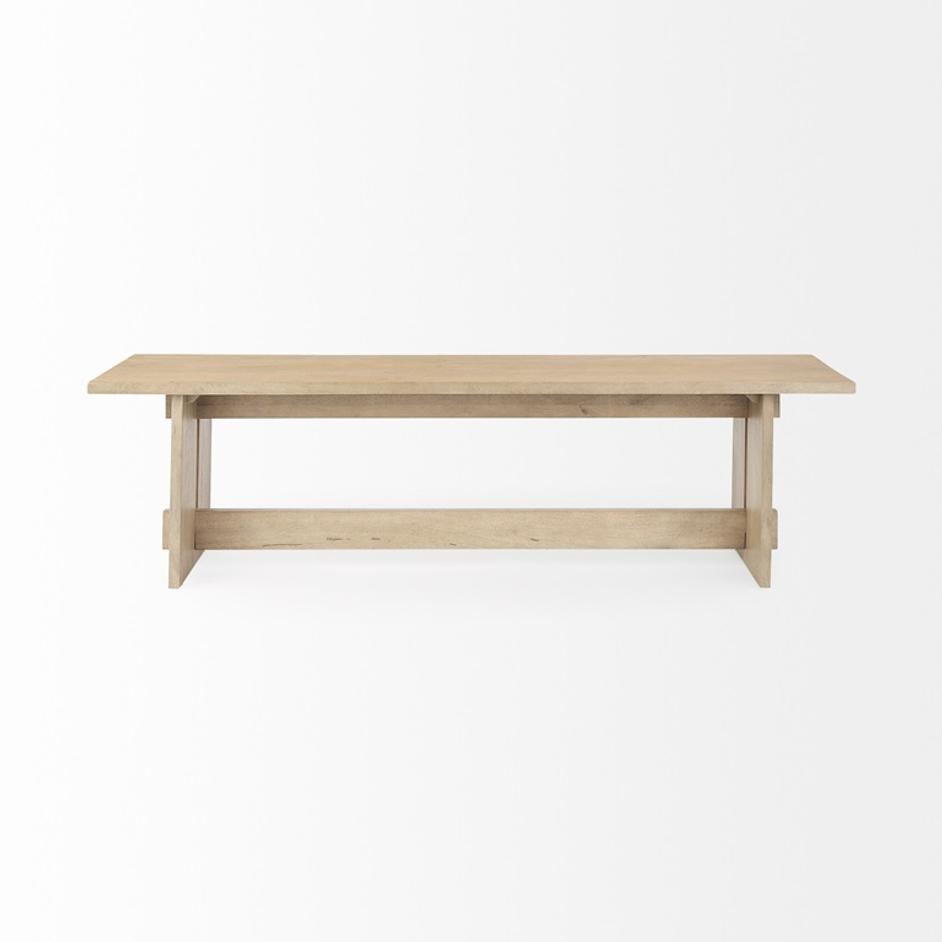 Aida 18H Light Brown Wood Dining Bench by Mercana