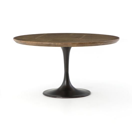 Powell Dining Table 55" - Patchwork Brass-Clad Top by FOUR HANDS