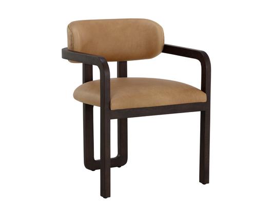 MADRONE DINING ARMCHAIR - BROWN - LUDLOW SESAME LEATHER by Sunpan