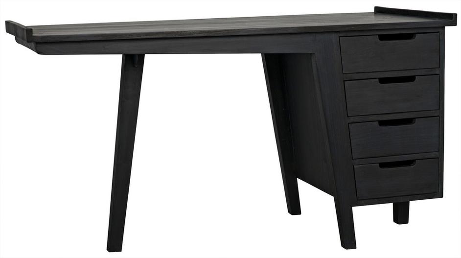 Kennedy Sungkai/Mindi Veneer Desk in Charcoal Black by Noir Furniture